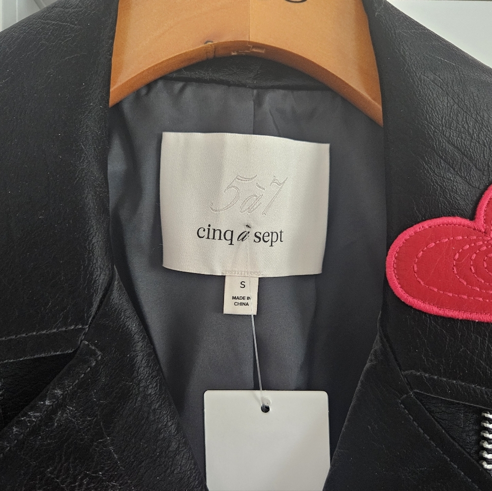 NWT Cinq a Sept Black Jacket with Red Heart Accents - Picture 2 of 5